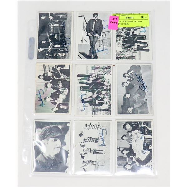 LOT OF 9 1960S TOPPS BEATLES TRADING CARDS