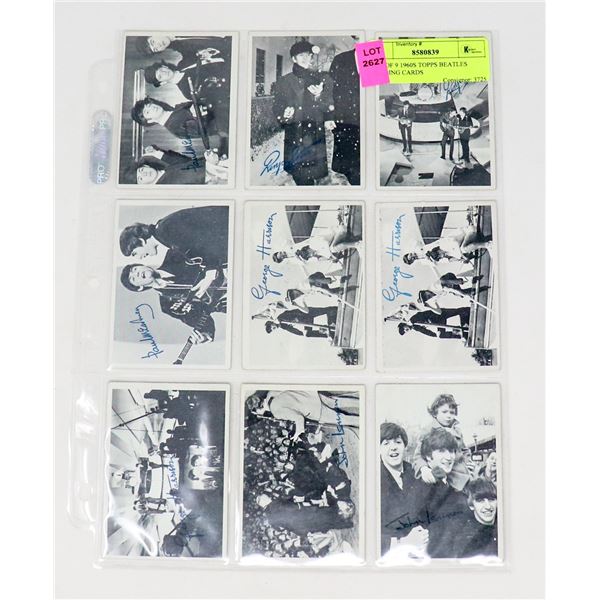 LOT OF 9 1960S TOPPS BEATLES TRADING CARDS