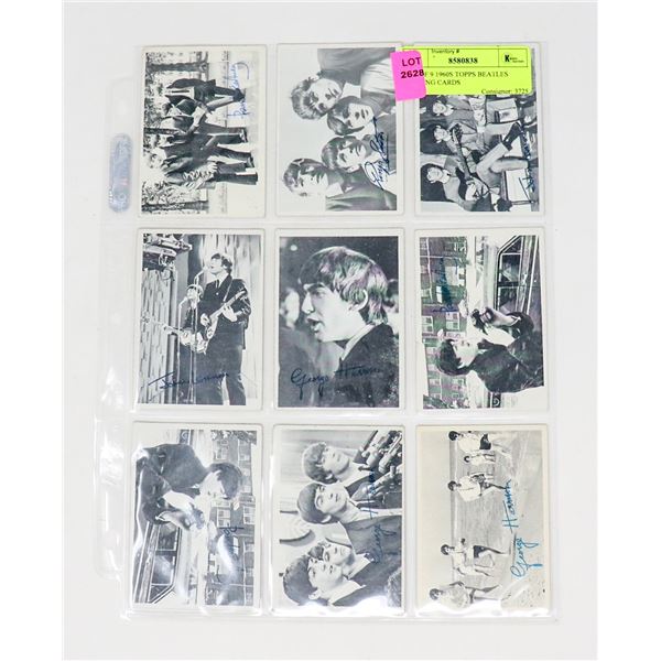 LOT OF 9 1960S TOPPS BEATLES TRADING CARDS