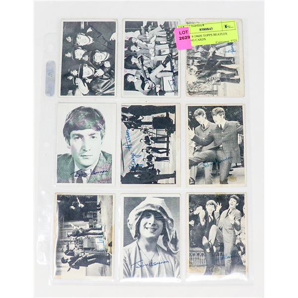 LOT OF 9 1960S TOPPS BEATLES TRADING CARDS