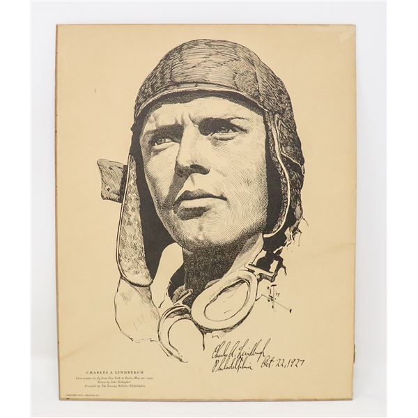1927 CHARLES LINDBERGH LITHOGRAPH PORTRAIT