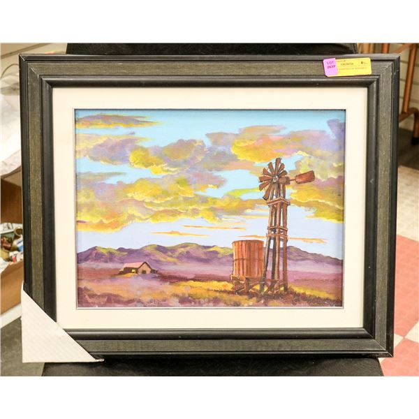 ORIGINAL PAINTING OF WINDMILL AT SUNSET