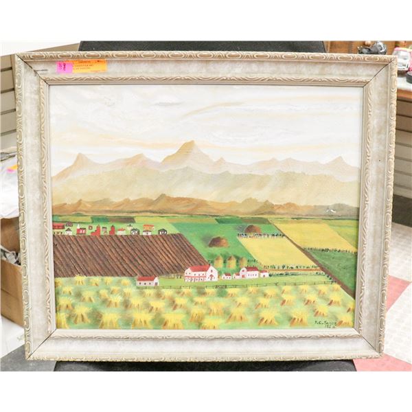 1954 DC SANDS FOLK ART LANDSCAPE PAINTING