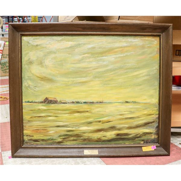 W KOLLMAN OIL ON BOARD PRAIRIE LANDSCAPE