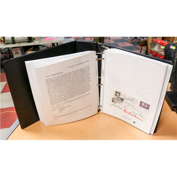 LARGE BINDER FULL OF FAMOUS AUTOGRAPHED ITEMS