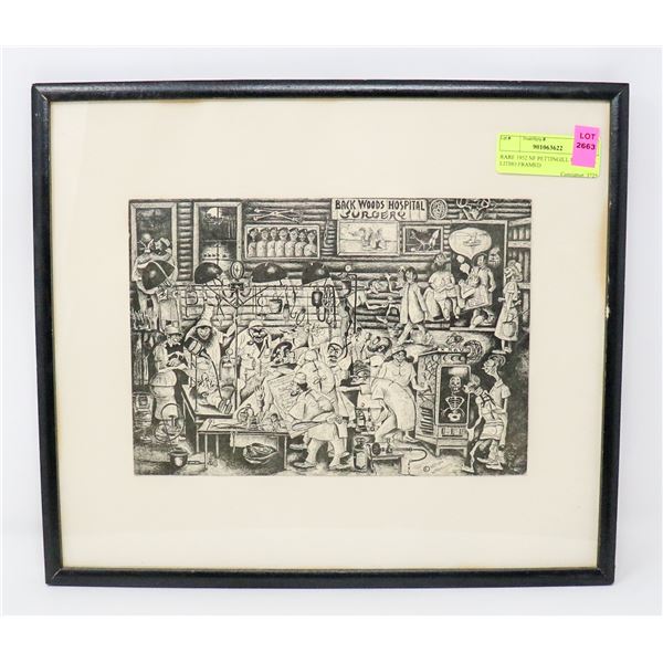 RARE 1952 NF PETTINGILL HOSPITAL LITHO FRAMED