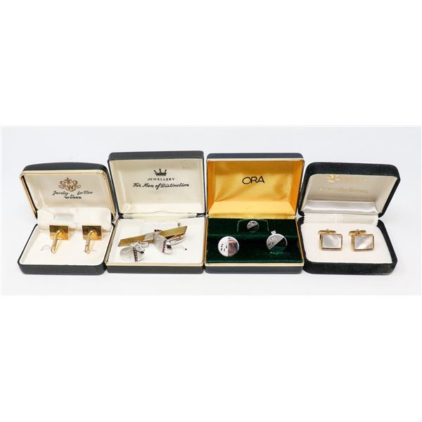 LOT OF 4 SETS OF VINTAGE MENS CUFFLINKS