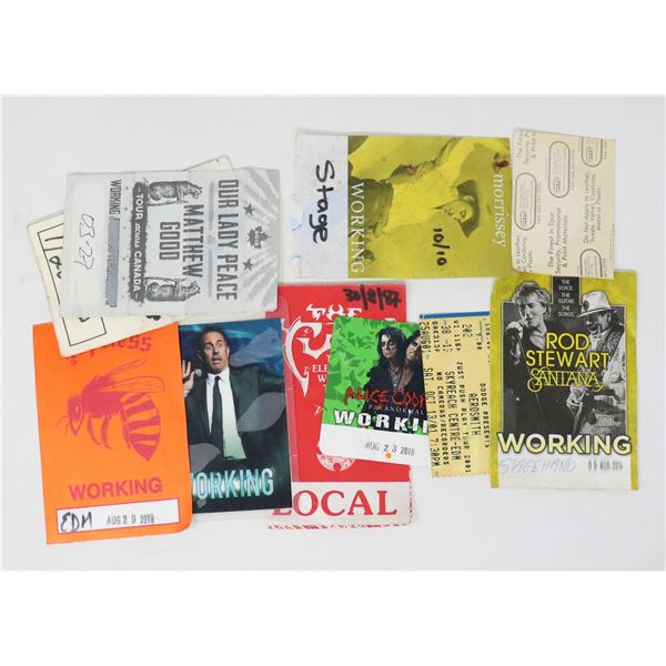 SELECTION OF VINTAGE CREW BACKSTAGE PASSES