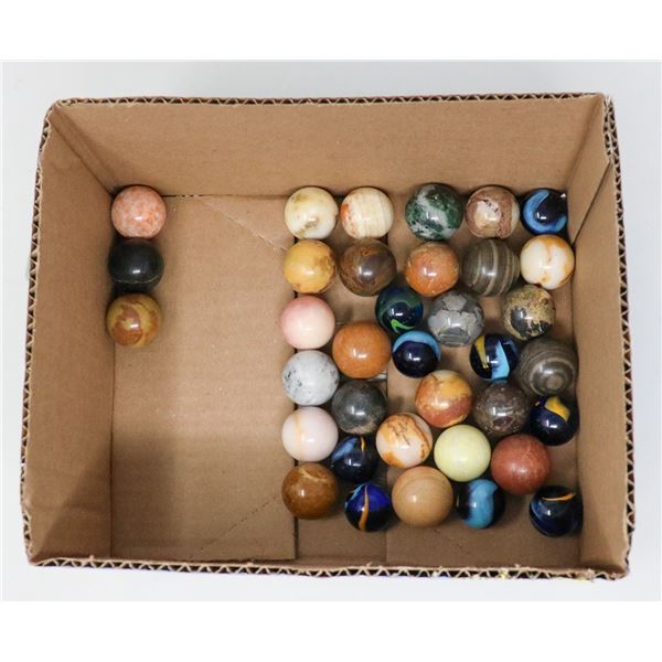 BAG OF FANCY STONE MARBLES LARGE