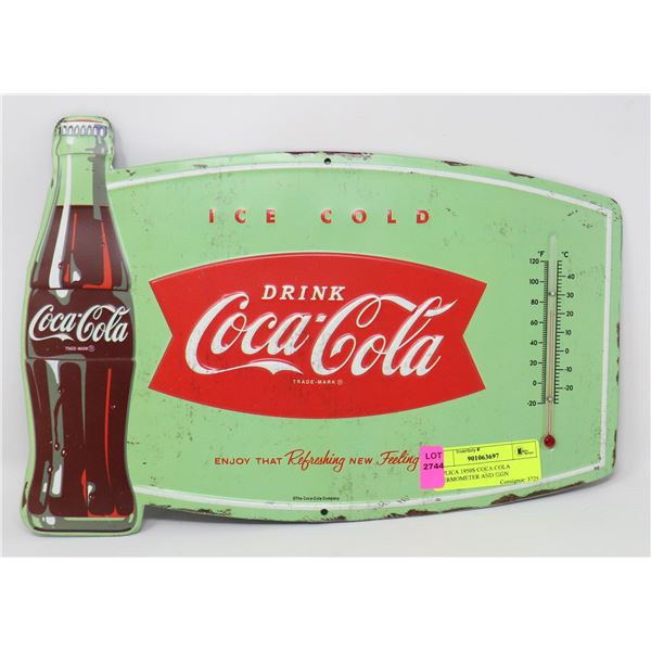 REPLICA 1950S COCA COLA THERMOMETER AND SIGN