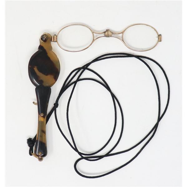 ANTIQUE TORTOISE SHELL&GOLD FOLDING OPERA GLASSES