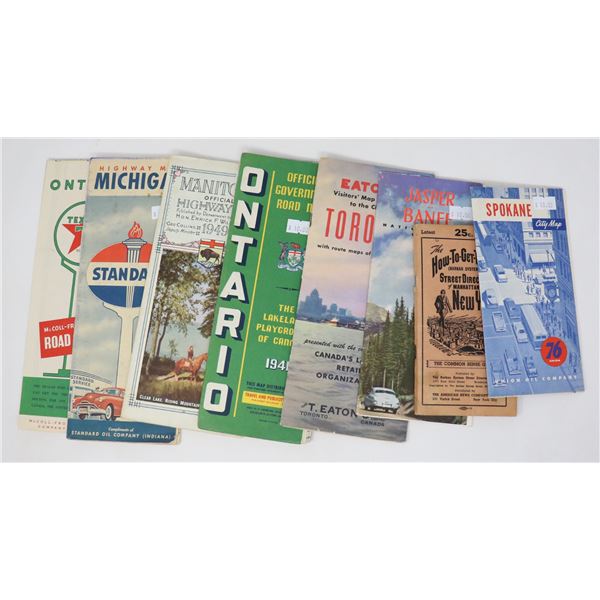 ASSORTED ANTIQUE SERVICE STATION ROAD MAPS