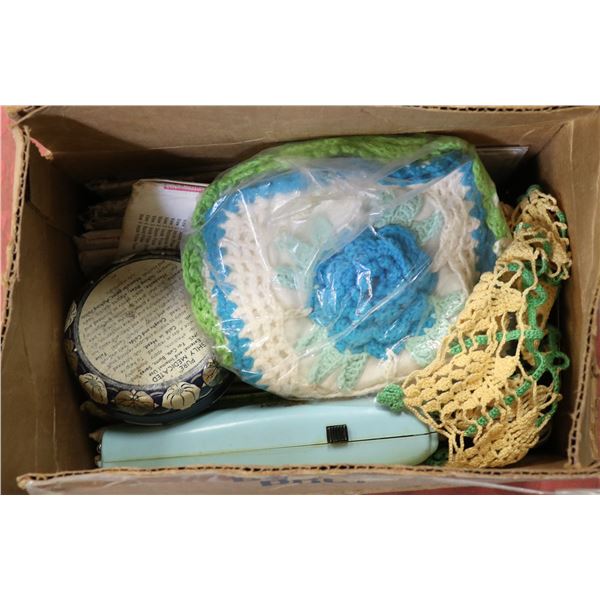 BOX OF ASSORTED VINTAGE SEWING PATTERNS&NOTIONS