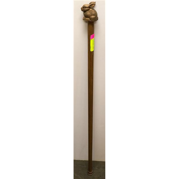 HAND CARVED RABBIT WALKING STICK