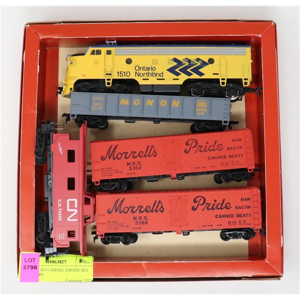 VINTAGE HI F3 DIESEL ENGINE SET WITH CARS