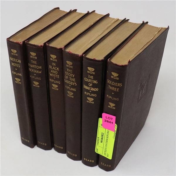 ANTIQUE LEATHER KIPLING BOOK SET