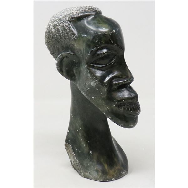 STONE CARVED AFRICAN FIGURAL HEAD APPRX 8IN TALL