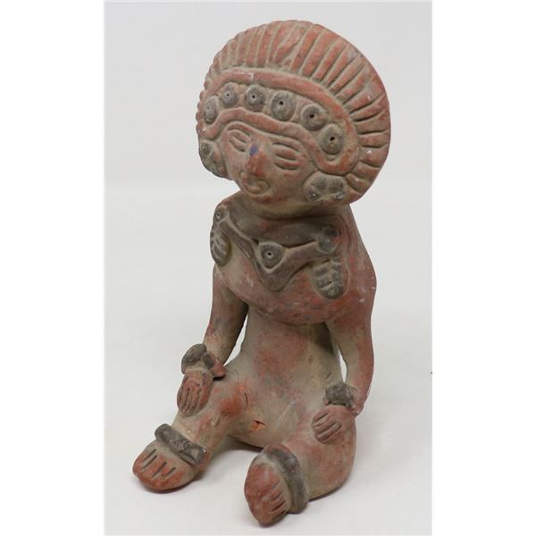 CLAY MAYAN  SEATED FIGURE INCENSE BURNER SMOKE