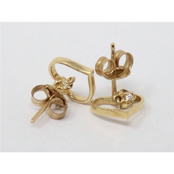 GOLD HEART EARRINGS WITH DIAMOND CHIPS MADAME RAC