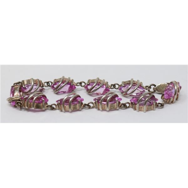 925 SILVER BRACELET WITH PINK STONES MADAME RAC