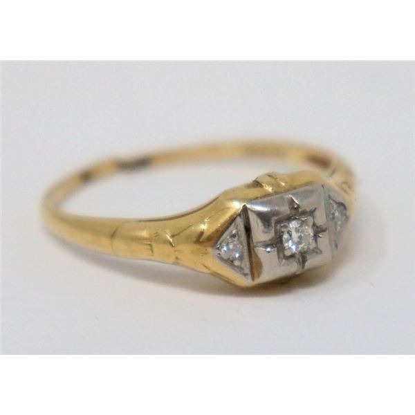 14K GOLD RING WITH DIAMONDS CUT SHANK MADAME RAC