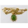 Image 1 : GOLD FILLED NECKLACE WITH GREEN STONE PENDANT