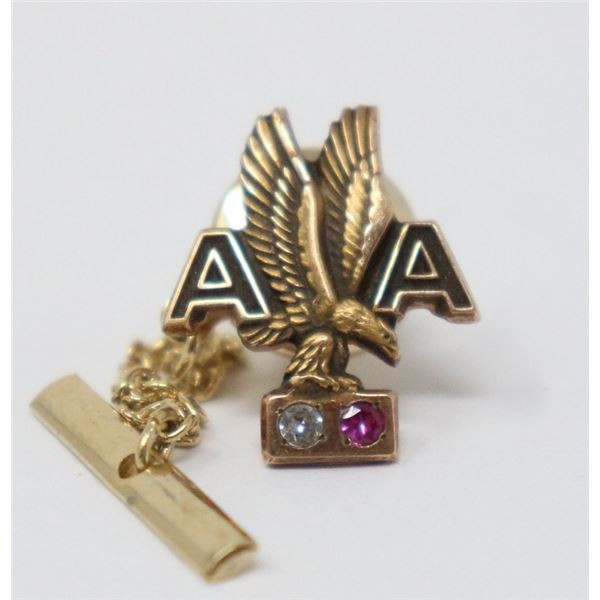 10K GOLD EAGLE PIN WITH DIAMOND AND RUBY MADAME