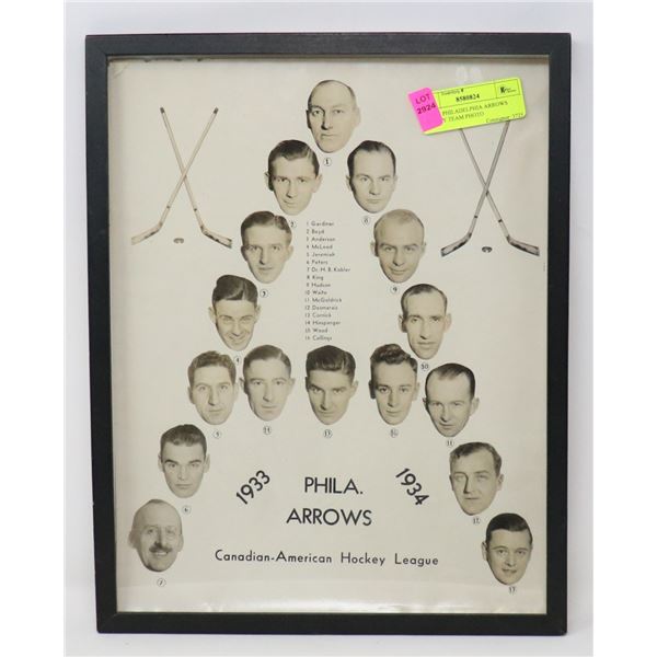 1933-34 PHILADELPHIA ARROWS HOCKEY TEAM PHOTO