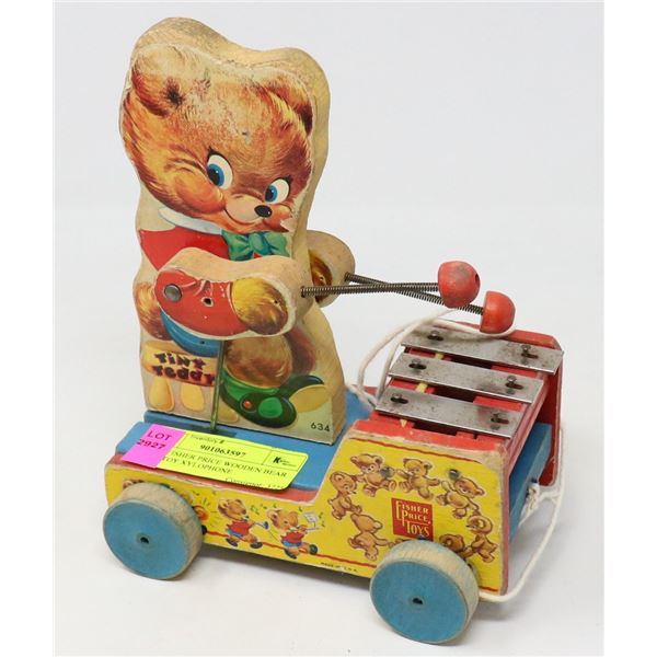 1950S FISHER PRICE WOODEN BEAR PULL TOY XYLOPHONE