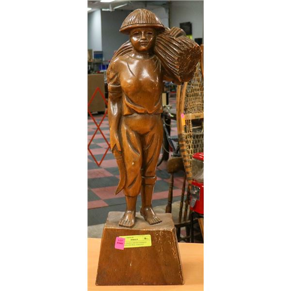 LARGE HAND CARVED GERMAN WOODEN FIGURAL HARVEST
