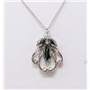 Image 1 : SILVER PENDANT NECKLACE WITH BLACK STONES 15"