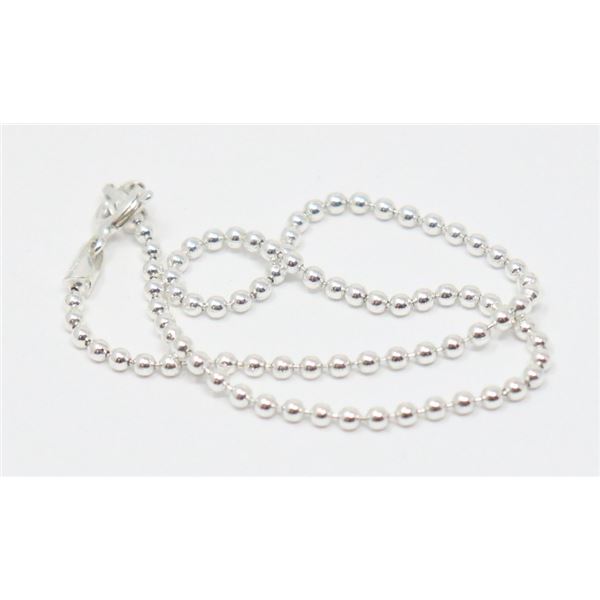 ITALIAN SILVER BEAD CHAIN BRACELET, 9"