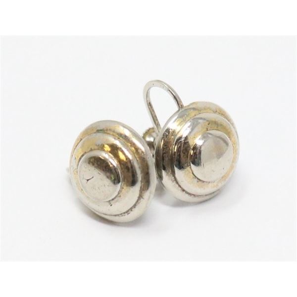 STERLING SILVER SCREW-ON EARRINGS, ROUND PATTERN