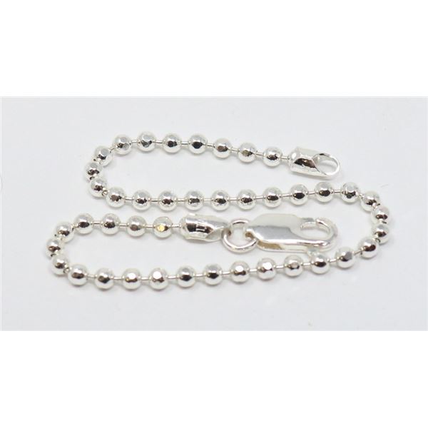 ITALIAN SILVER BEAD CHAIN BRACELET, 7.5"