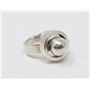 Image 1 : SILVER RING WITH BALL AND CIRCLE, ADJUSTABLE SIZE