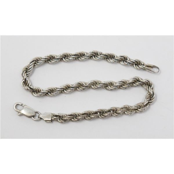 ITALIAN SILVER TWIN BRAIDED BRACELET, 7"
