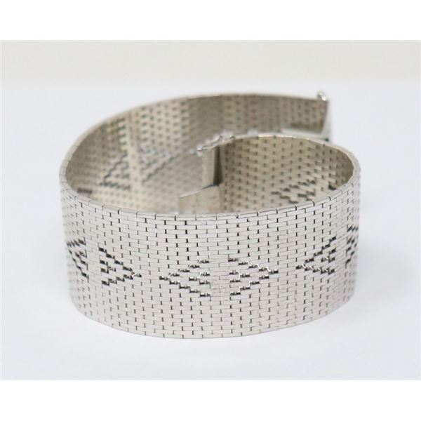 SILVER BAND BRACELET 7.5", 1" WIDE, BOX CLASP