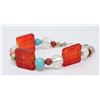 Image 1 : MURANO GLASS BRACELET, RED SQUARE BEADS AND