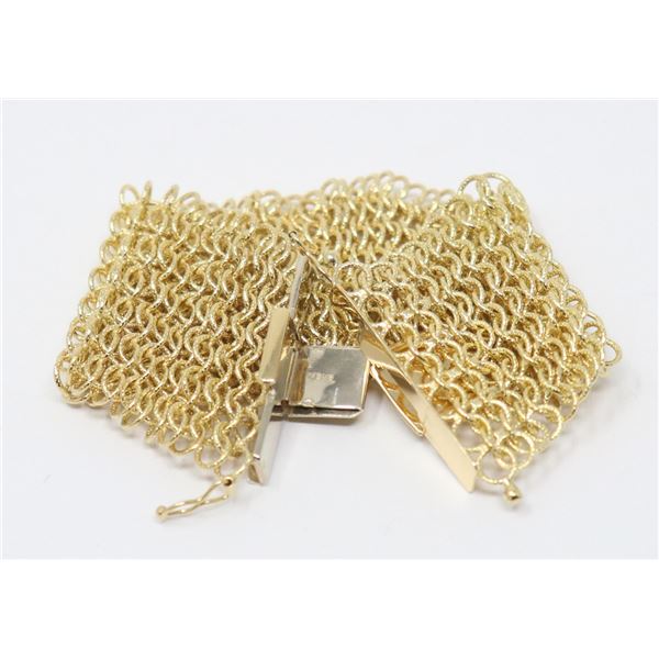 GOLD FINISH MESH BRACELET 7.5" X 1.5"