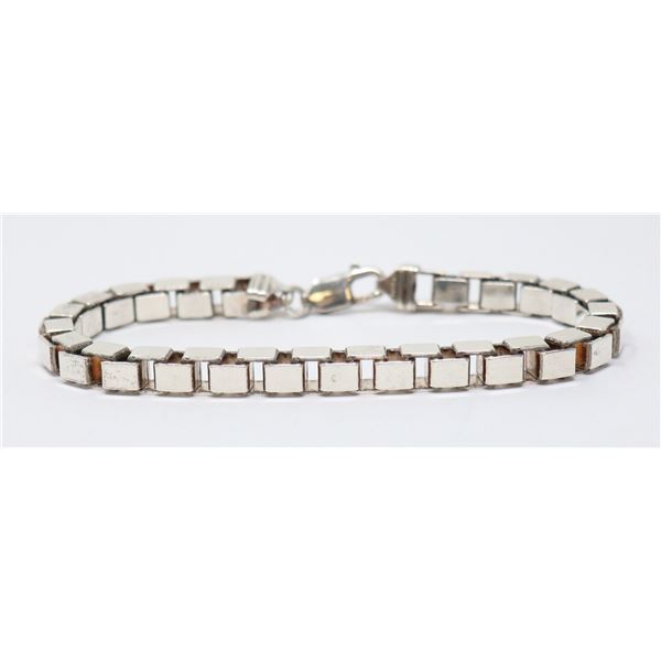 ITALIAN SILVER BOX LINK CHAIN BRACELET, 9.25"