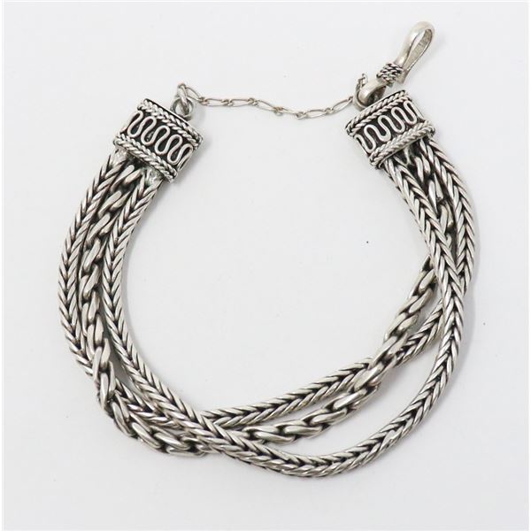 SILVER TRIPLE STRAND BRACELET  8"