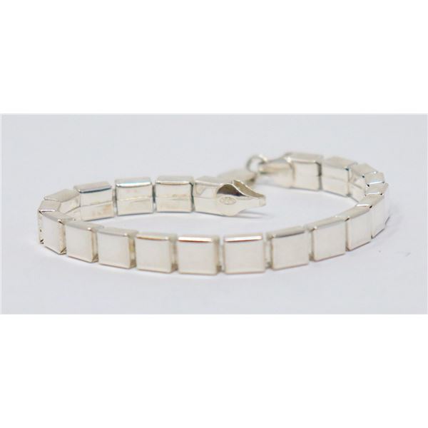 ITALIAN SILVER SQUARE LINK NECKLACE, 7.25"