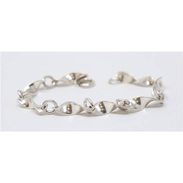 SILVER SPIRAL LINK BRACELET, 7.5"