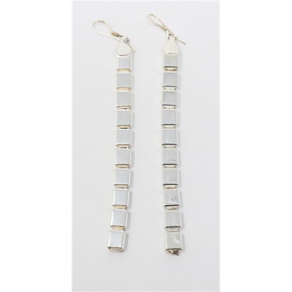 ITALIAN SILVER SQUARE LINK EARRINGS,