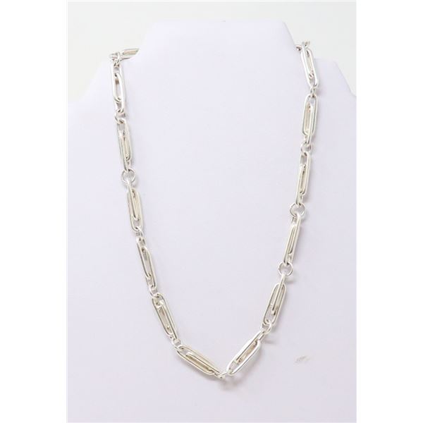 SILVER PAPER CLIP-LIKE LINK NECKLACE, 18"