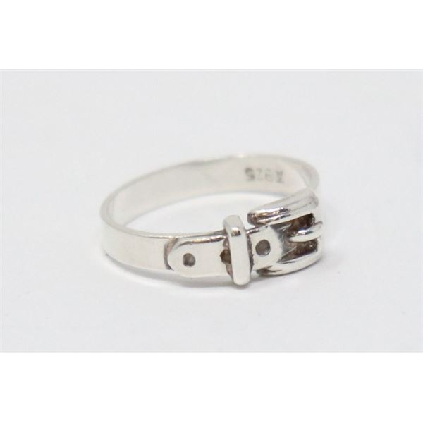 SILVER BUCKLE RING, ADJUSTABLE SIZE