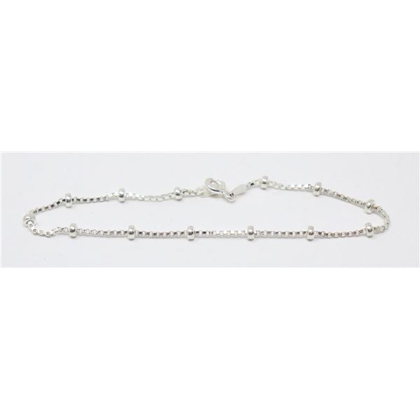 SILVER BRACELET, BOX LINK AND BALLS 7.5"