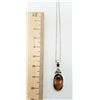Image 2 : ESTATE 925 SILVER TIGER'S EYE PENDANT NECKLACE 18"