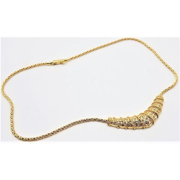 ESTATE SWAROVSKI GOLD PLATED 14" NECKLACE