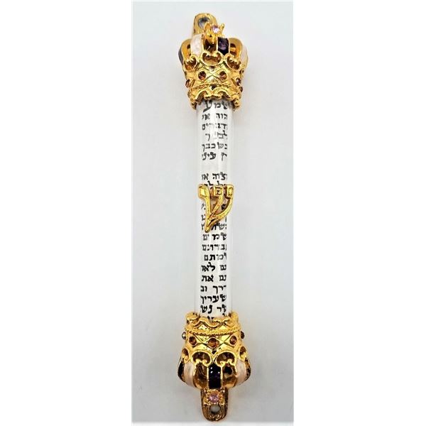 ESTATE MEZUZAH SCROLL JUDAICA  GLASS ORNAMENT